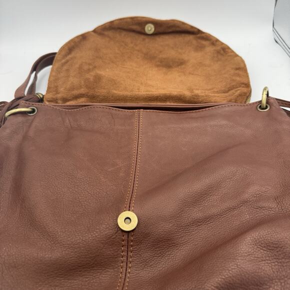 Brown Soft Leather Shoulder Handbag Unbranded Made in Italy Boho Hippie - Picture 4 of 9